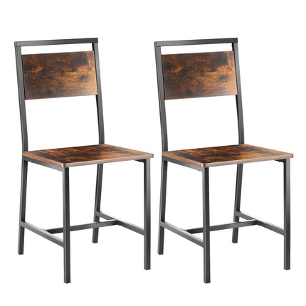 Dining Chairs Set Of 2 – Metal Frame, MDF Seat, Brown