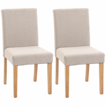 Dining Chairs Set of 2, Linen-Look, Rubberwood Legs
