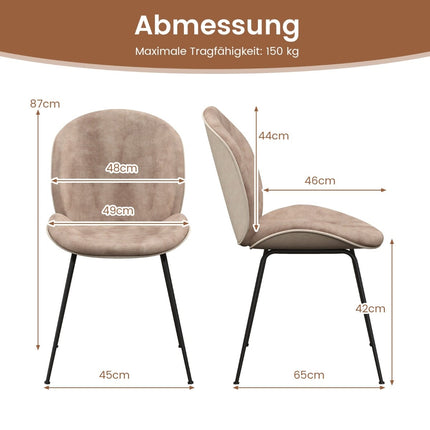 Dining Chairs Set of 2, Metal Frame, Velvet, 150kg Capacity