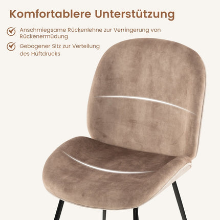 Dining Chairs Set of 2, Metal Frame, Velvet, 150kg Capacity