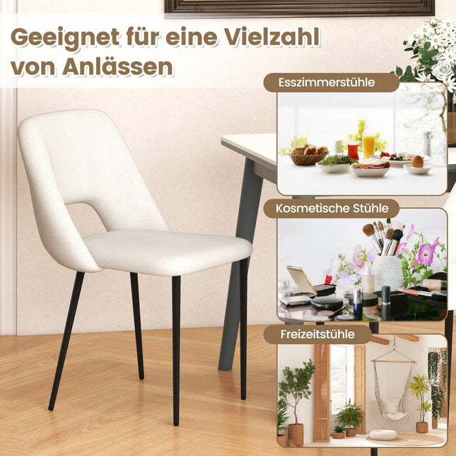 Dining Chairs Set of 2, Padded Velvet, Beige, Metal Frame