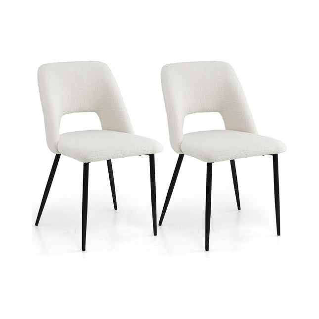 Dining Chairs Set of 2, Padded Velvet, Beige, Metal Frame
