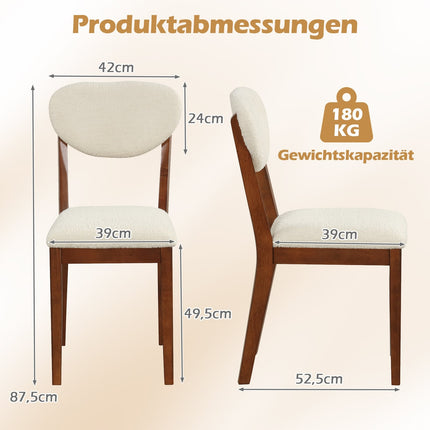 Dining Chairs Set of 2, Sherpa Upholstered, 180kg Capacity