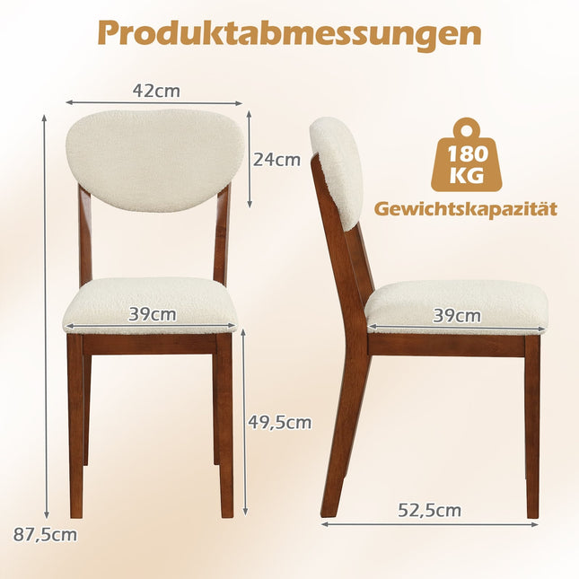 Dining Chairs Set of 2, Sherpa Upholstered, 180kg Capacity