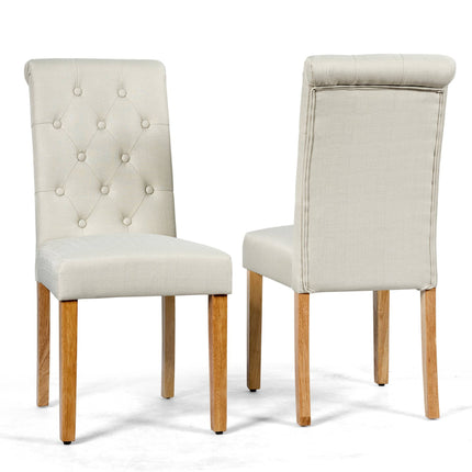 Dining Chairs Set of 2, Upholstered Fabric, Rubberwood Legs