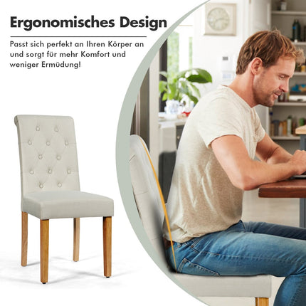 Dining Chairs Set of 2, Upholstered Fabric, Rubberwood Legs