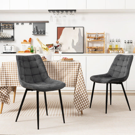 Dining Chairs Set of 2, Velvet Upholstered, Gray