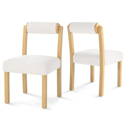 Dining Chairs Set of 2, Wood Frame, Faux Sherpa Upholstery