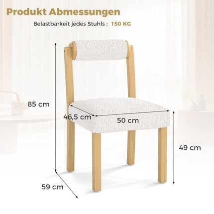 Dining Chairs Set of 2, Wood Frame, Faux Sherpa Upholstery
