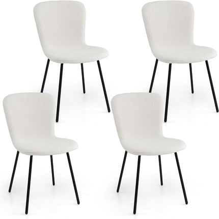 Dining Chairs Set of 4, Beige, Velvet Cushion, Metal Frame