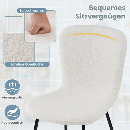 Dining Chairs Set of 4, Beige, Velvet Cushion, Metal Frame