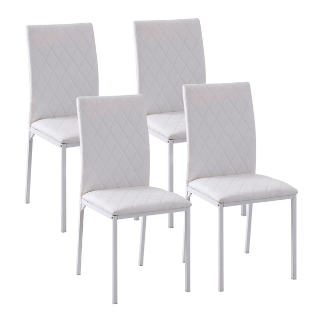 Dining Chairs Set of 4, Faux Leather, High Back, White