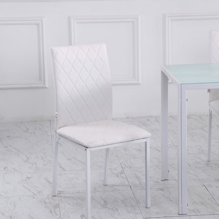 Dining Chairs Set of 4, Faux Leather, High Back, White