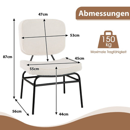 Dining Chair with Curved Seat &amp; Backrest Sherpa kitchen chair upholstered chair beige