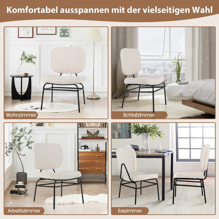 Dining Chair with Curved Seat &amp; Backrest Sherpa kitchen chair upholstered chair beige