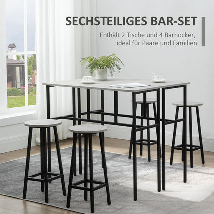Industrial 6-piece dining room set with bar table and chairs