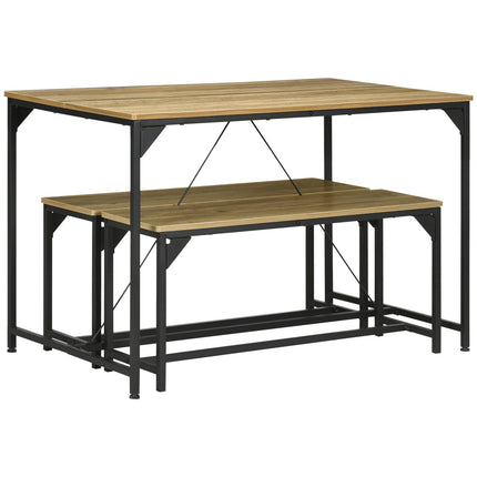 Natural dining set for 4 – 3 tables, 2 benches