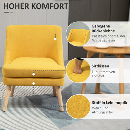 Yellow upholstered dining chair with armrests - Linen Touch