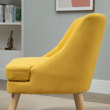 Yellow upholstered dining chair with armrests - Linen Touch