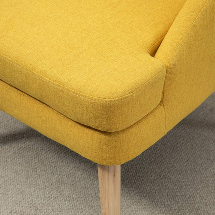 Yellow upholstered dining chair with armrests - Linen Touch