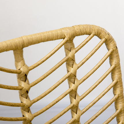 Dining room chair set of 2, Rattan look, Yellow, Steel