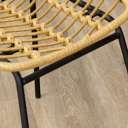 Dining room chair set of 2, Rattan look, Yellow, Steel