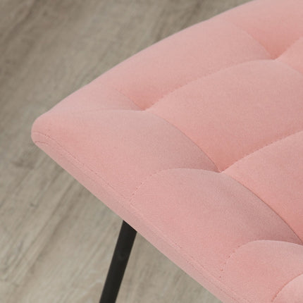 Set of 2 dining chairs in velvet, pink, retro design, steel legs