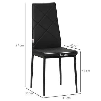 4-piece dining chair set - Padded, artificial leather, black