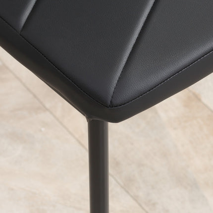 4-piece dining chair set - Padded, artificial leather, black