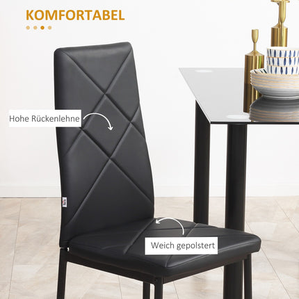 4-piece dining chair set - Padded, artificial leather, black