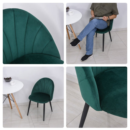 Modern dining chairs in green velvet, set of 2, upholstered