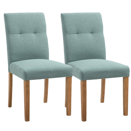 Green Upholstered Dining Chairs, Set of 2 - Padded Linen Chairs