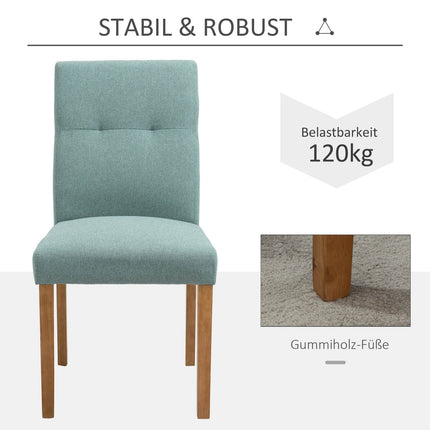 Green Upholstered Dining Chairs, Set of 2 - Padded Linen Chairs