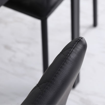 Black artificial leather dining chairs, set of 4, steel legs, padded