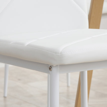 Dining chairs in white artificial leather, set of 4, padded seats
