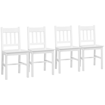 Set of 4 modern dining chairs, backrest in white pine