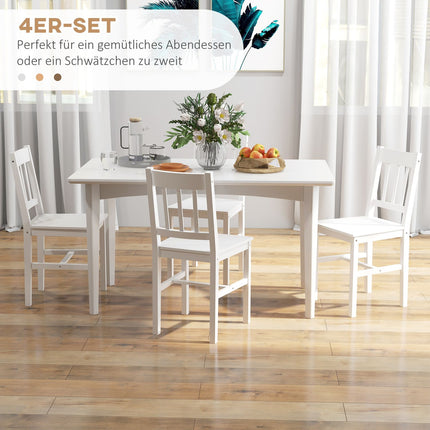 Set of 4 modern dining chairs, backrest in white pine