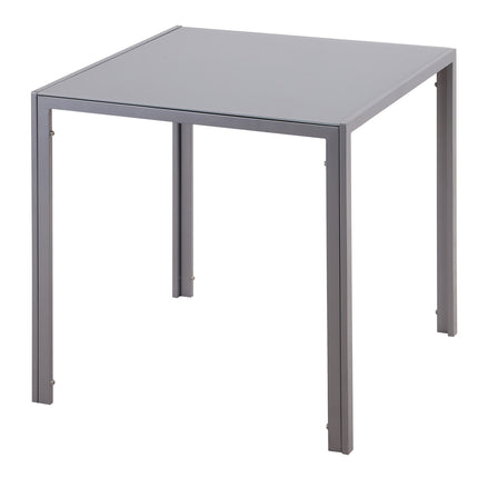 Square dining table for 4, Tempered glass top, Grey