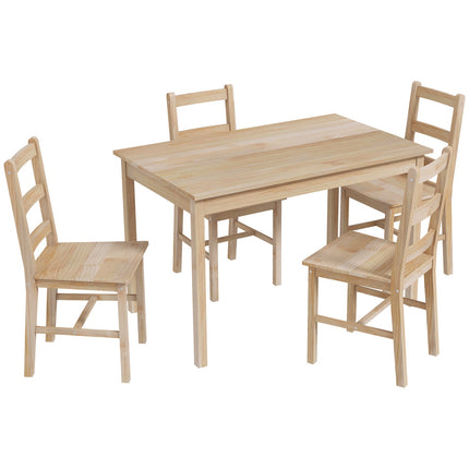 5-piece dining room set in solid wood, space-saving design