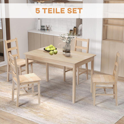 5-piece dining room set in solid wood, space-saving design