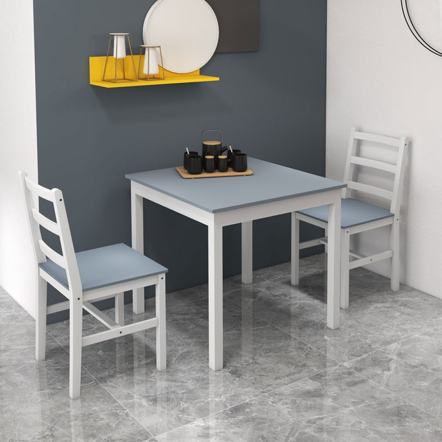 Compact dining set in 3 parts, grey/white pine