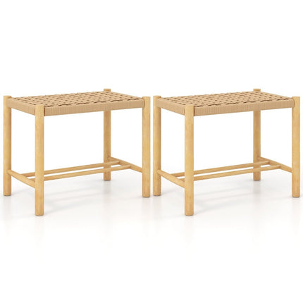 Dining Stool Set Rubberwood Frame & Braided Paper Seat 56 x 36 x 45 cm