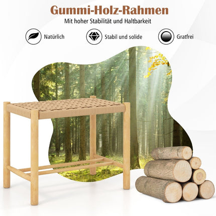 Dining Stool Set Rubberwood Frame & Braided Paper Seat 56 x 36 x 45 cm