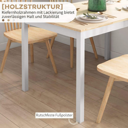 Dining Table 120 x 75 cm, Farmhouse Pine Wood, Seats 4