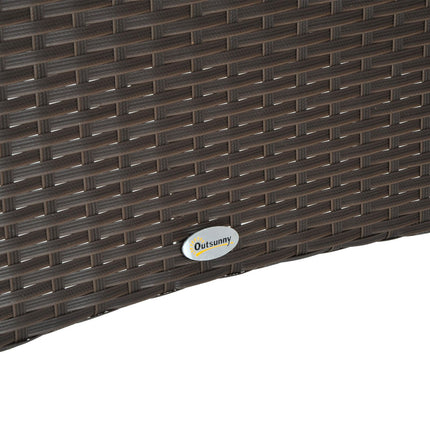 Outdoor dining table - Glass & Polyrattan, Brown & Black, 150x85cm