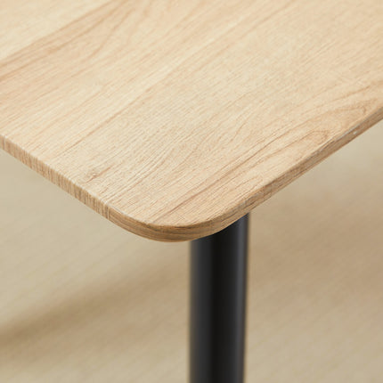 Modern dining table for 4, black wooden look, steel legs