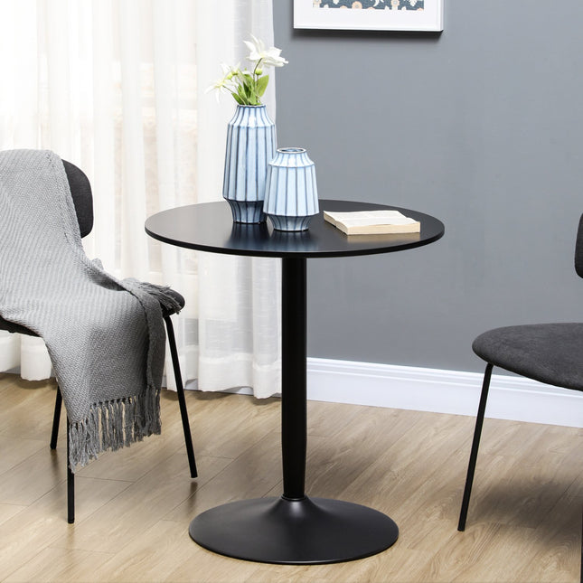 Round dining table, steel legs, non-slip, small spaces