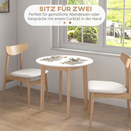 Round dining table for 2, solid wood, 75 cm, white finish