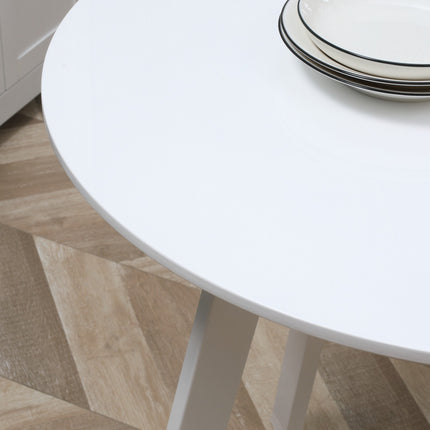Round dining table, white, bevelled legs, 72 cm
