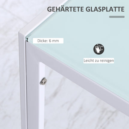 Dining Table for 4, Tempered Glass Top, Metal Legs